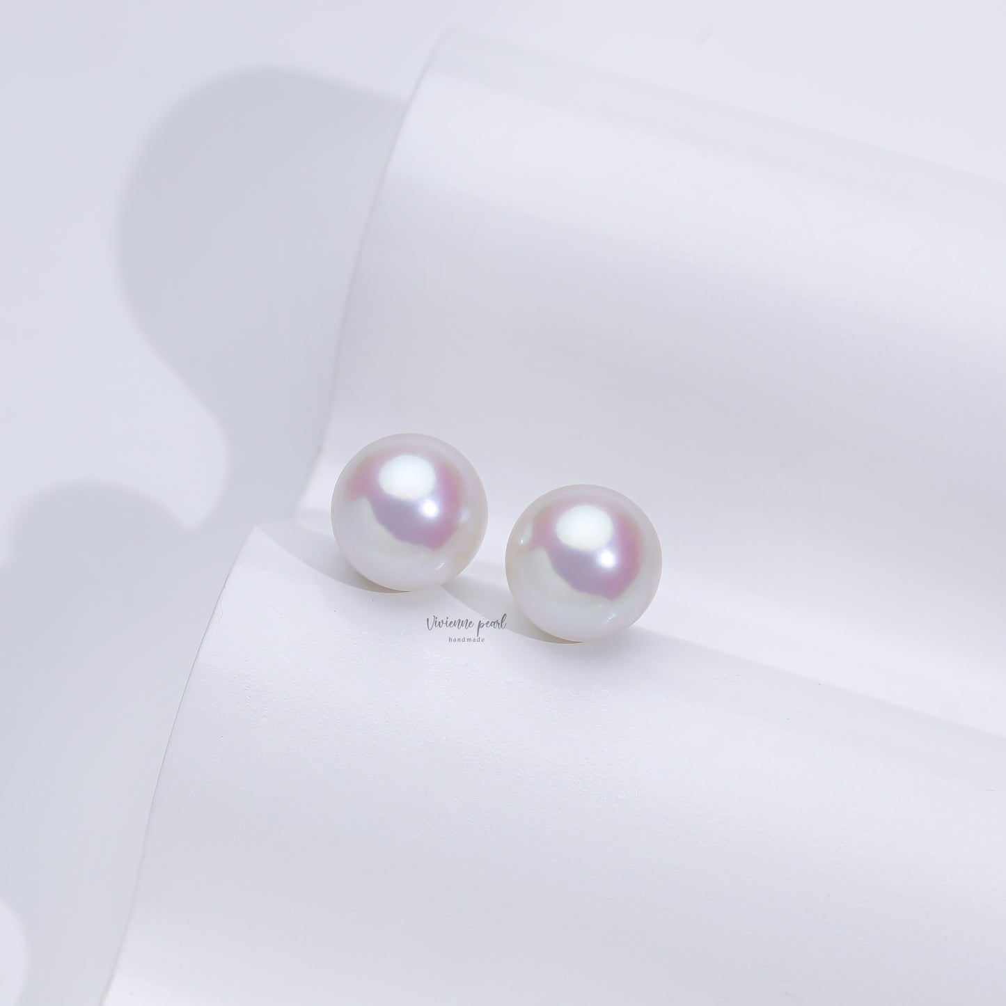 12-13 ear stub pink white fresh water pearl 18K gold-EF904