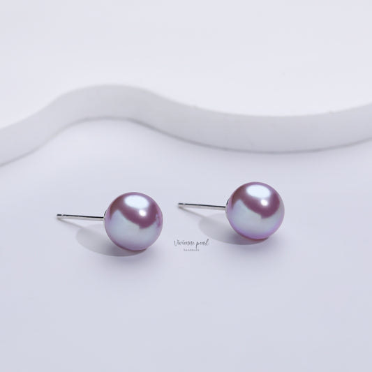 12-13 ear stub purple fresh water pearl 18K gold-EF905