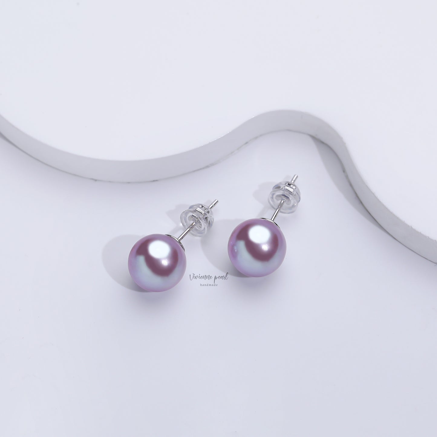 12-13 ear stub purple fresh water pearl 18K gold-EF905