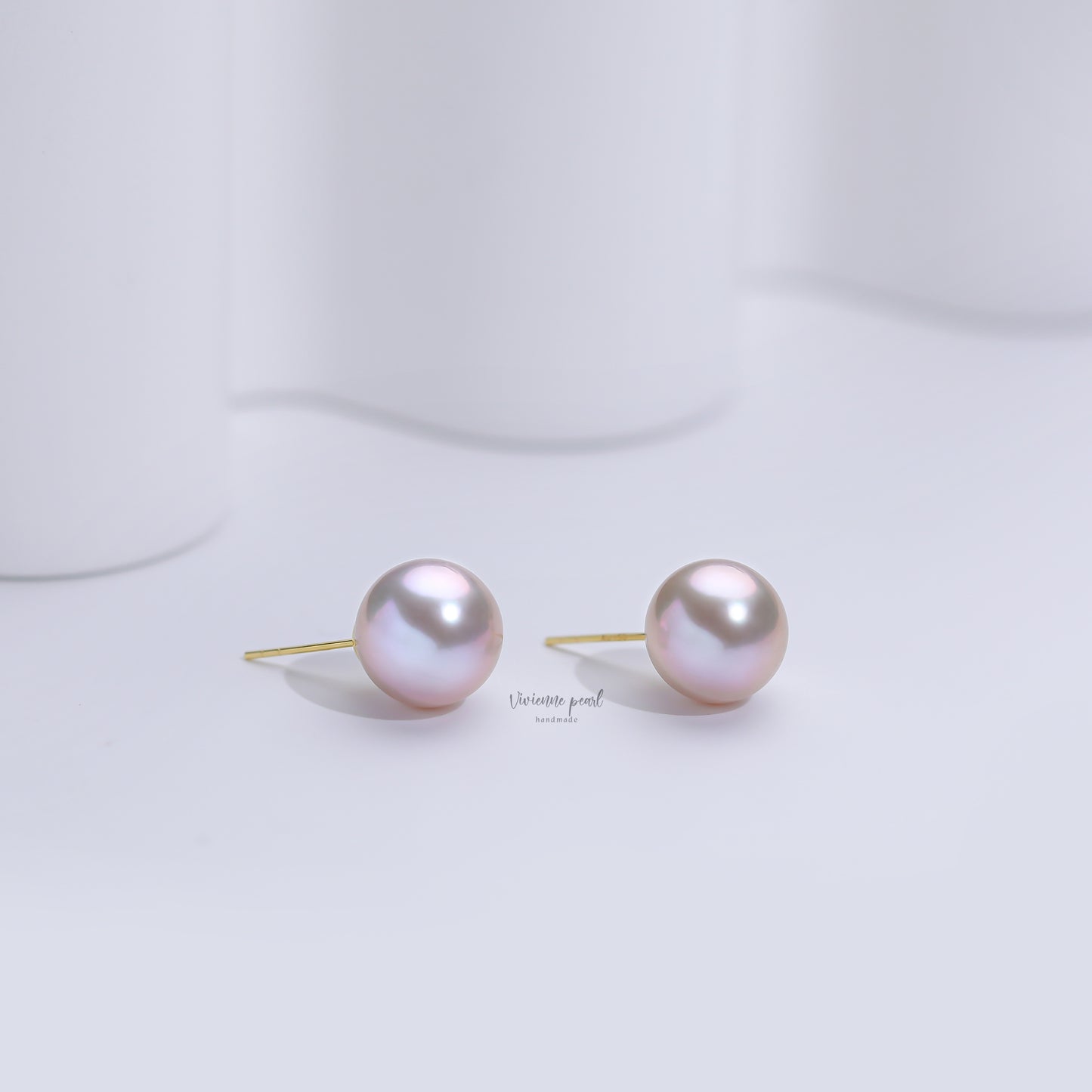 12-13 ear stub pink purple fresh water pearl 18K gold-EF906