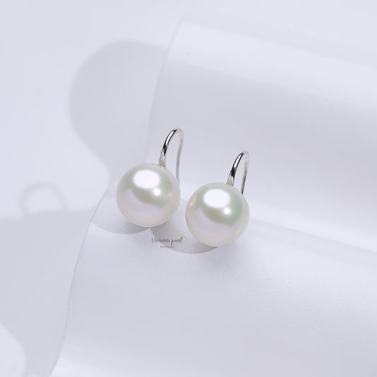 12-13 high heel earring white fresh water pearl 18K platinum-EF907