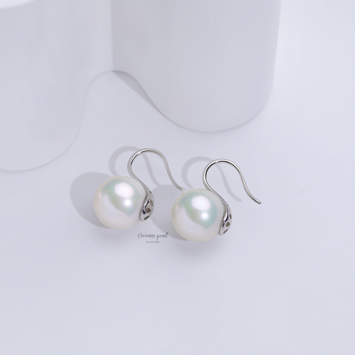 12-13 high heel earring white fresh water pearl 18K platinum-EF907