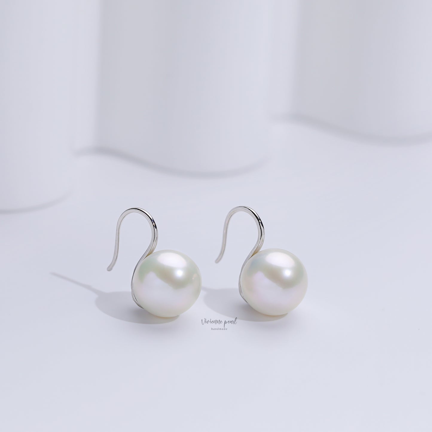 12-13 high heel earring white fresh water pearl 18K platinum-EF907