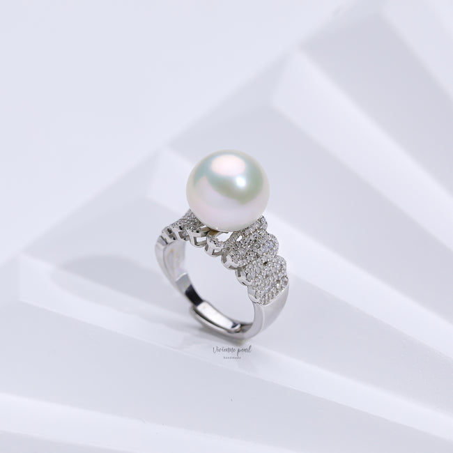 13-14 ring white fresh water pearl S925 silver-RF902