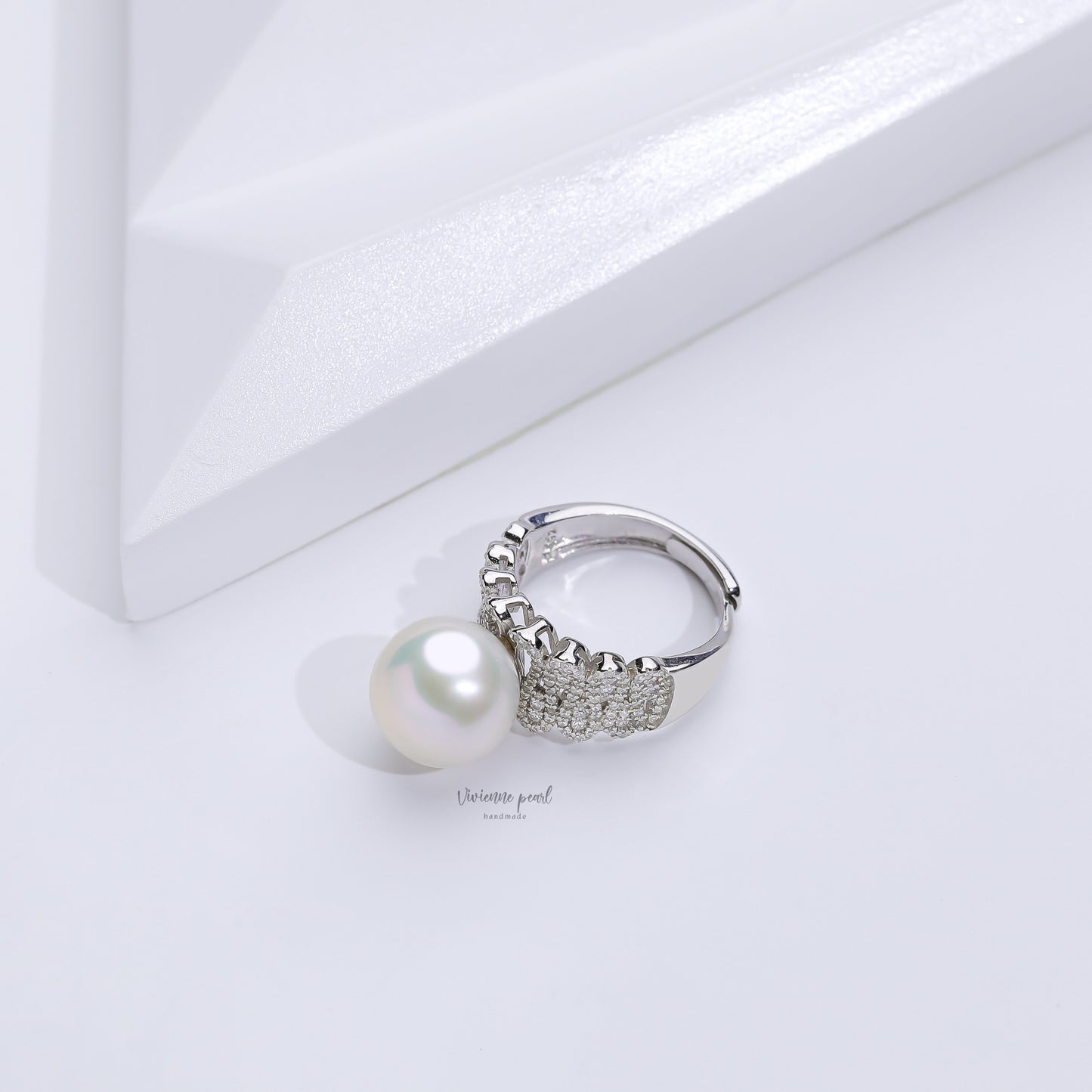 13-14 ring white fresh water pearl S925 silver-RF902