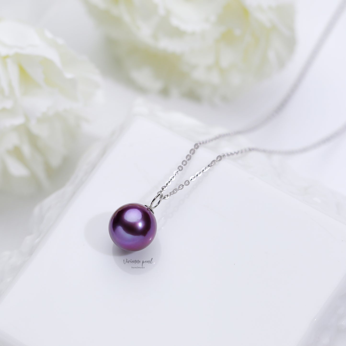 14-15 pendant (only) violet purple fresh water pearl 18K gold-PF901