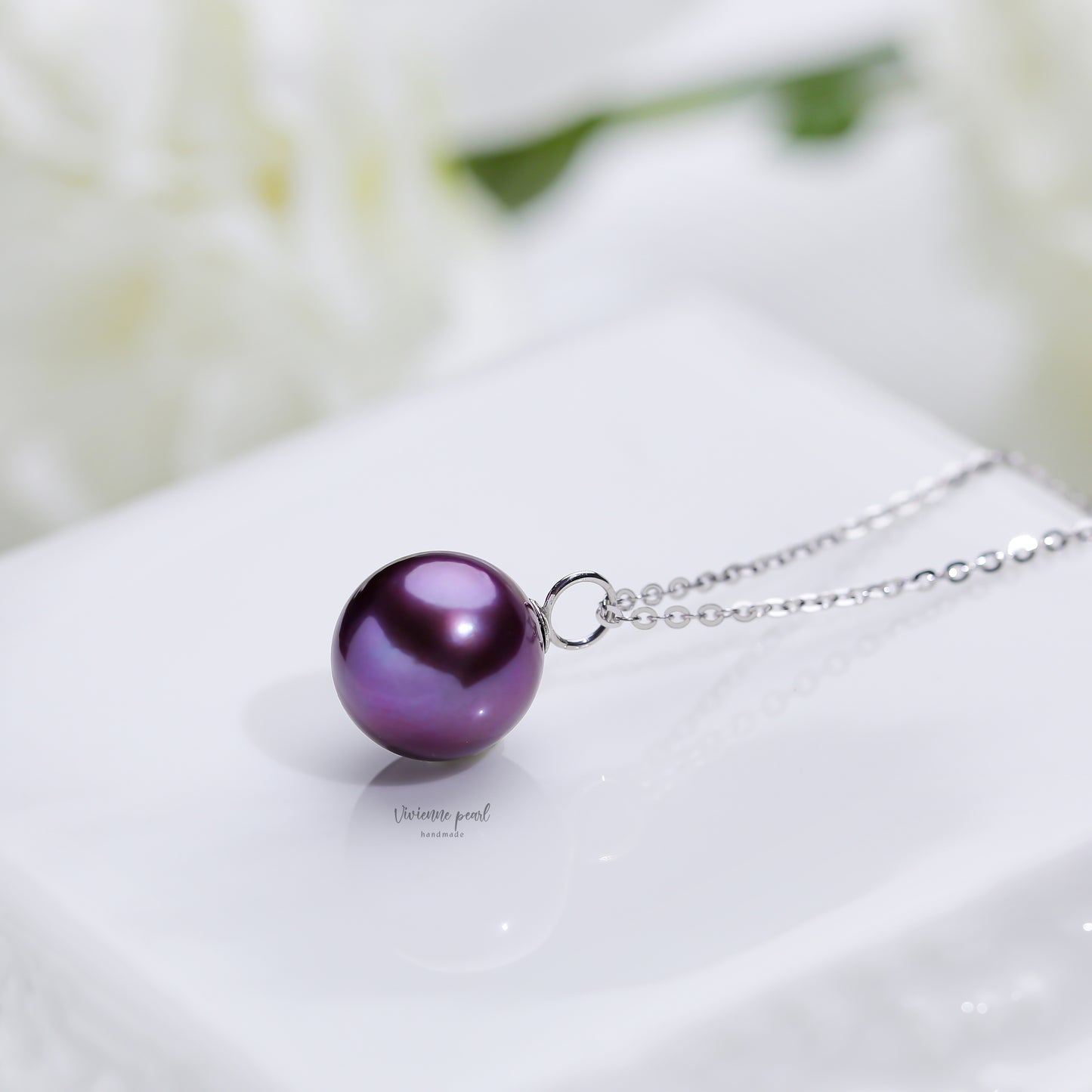 14-15 pendant (only) violet purple fresh water pearl 18K gold-PF901