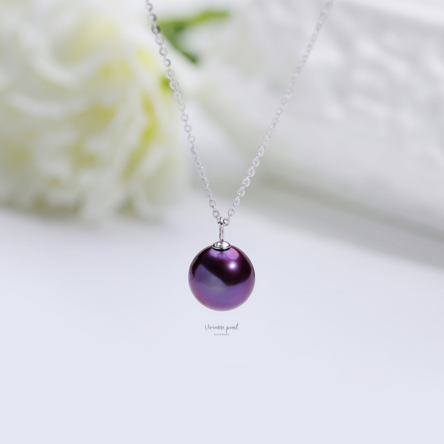 14-15 pendant (only) violet purple fresh water pearl 18K gold-PF901