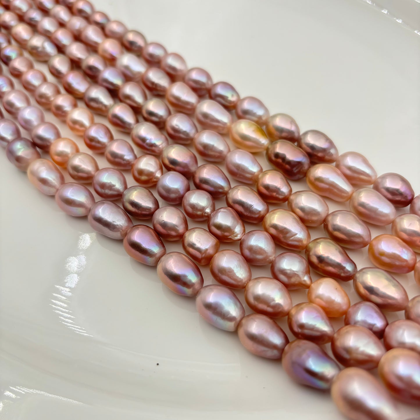 Wholesale 9-11mm Metallic Teardrop Freshwater Pearl Strands