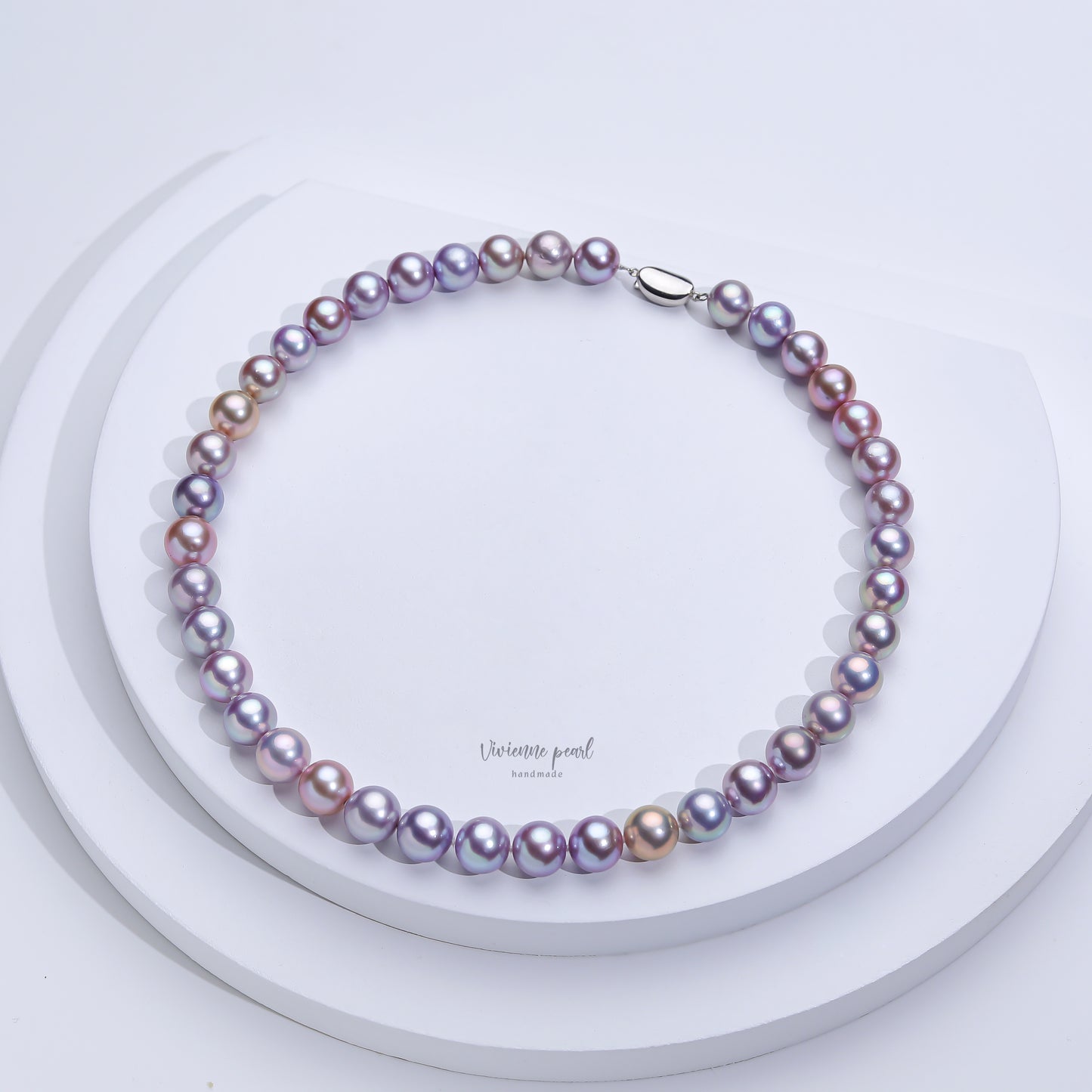 8-11 collar necklace light purple fresh water pearl S925 silver-NF913