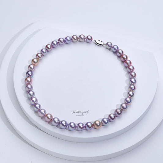 8-11 collar necklace light purple fresh water pearl S925 silver-NF913