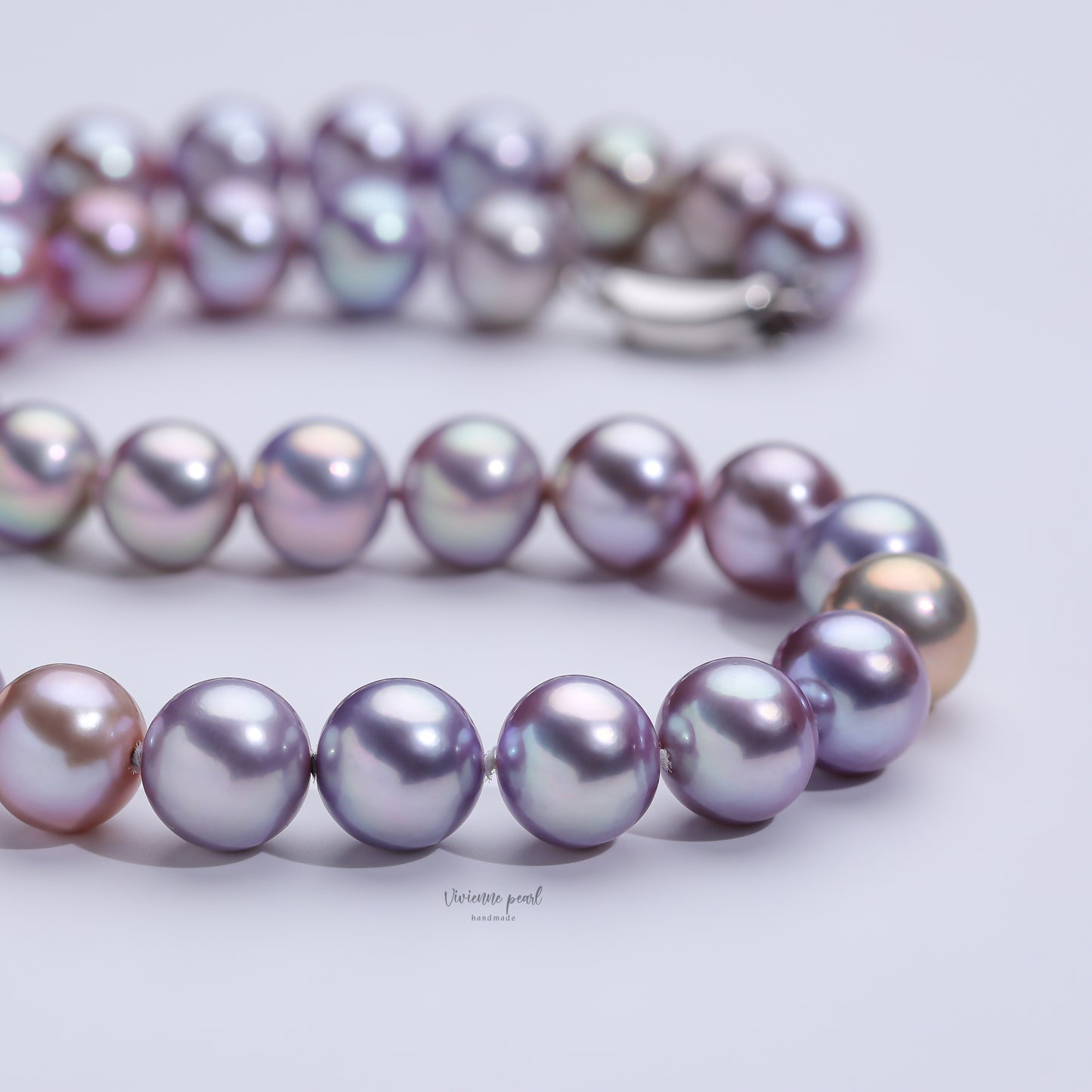 8-11 collar necklace light purple fresh water pearl S925 silver-NF913