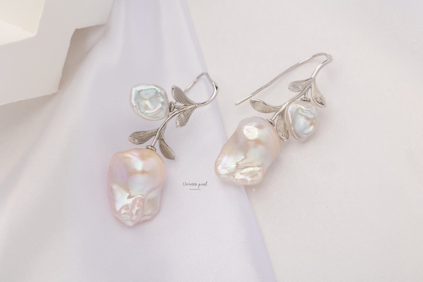 Branch earring white fresh water pearl S925 silver-EF902