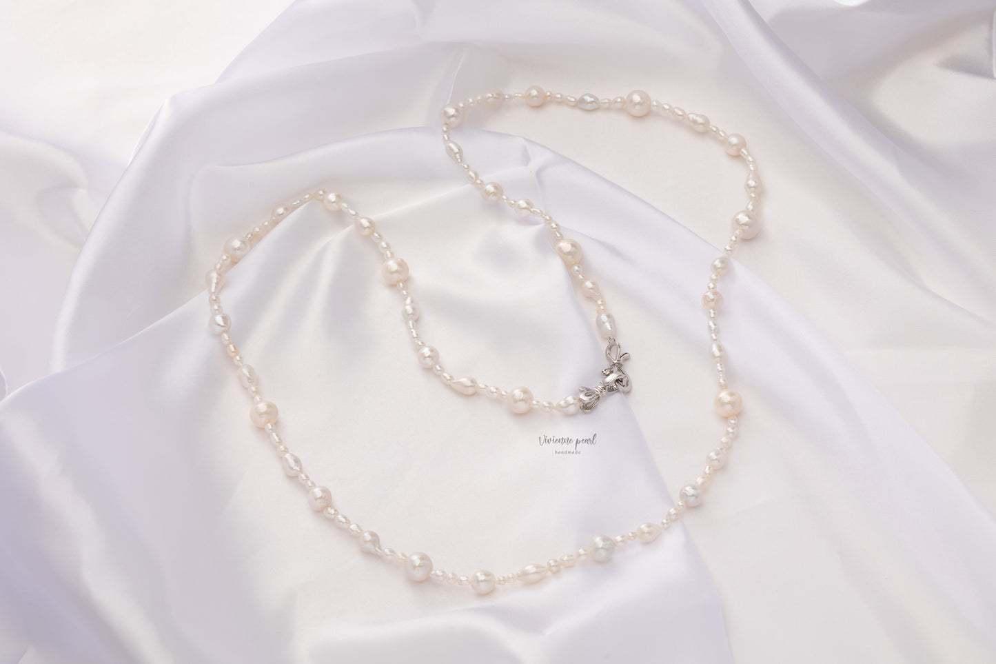 Martinee necklace white fresh water pearl 14K gold filled-NF902