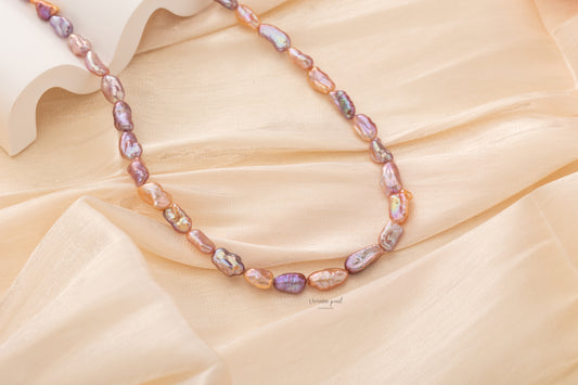 Candy shattered collar necklace purple fresh water pearl 14K gold filled-NF911