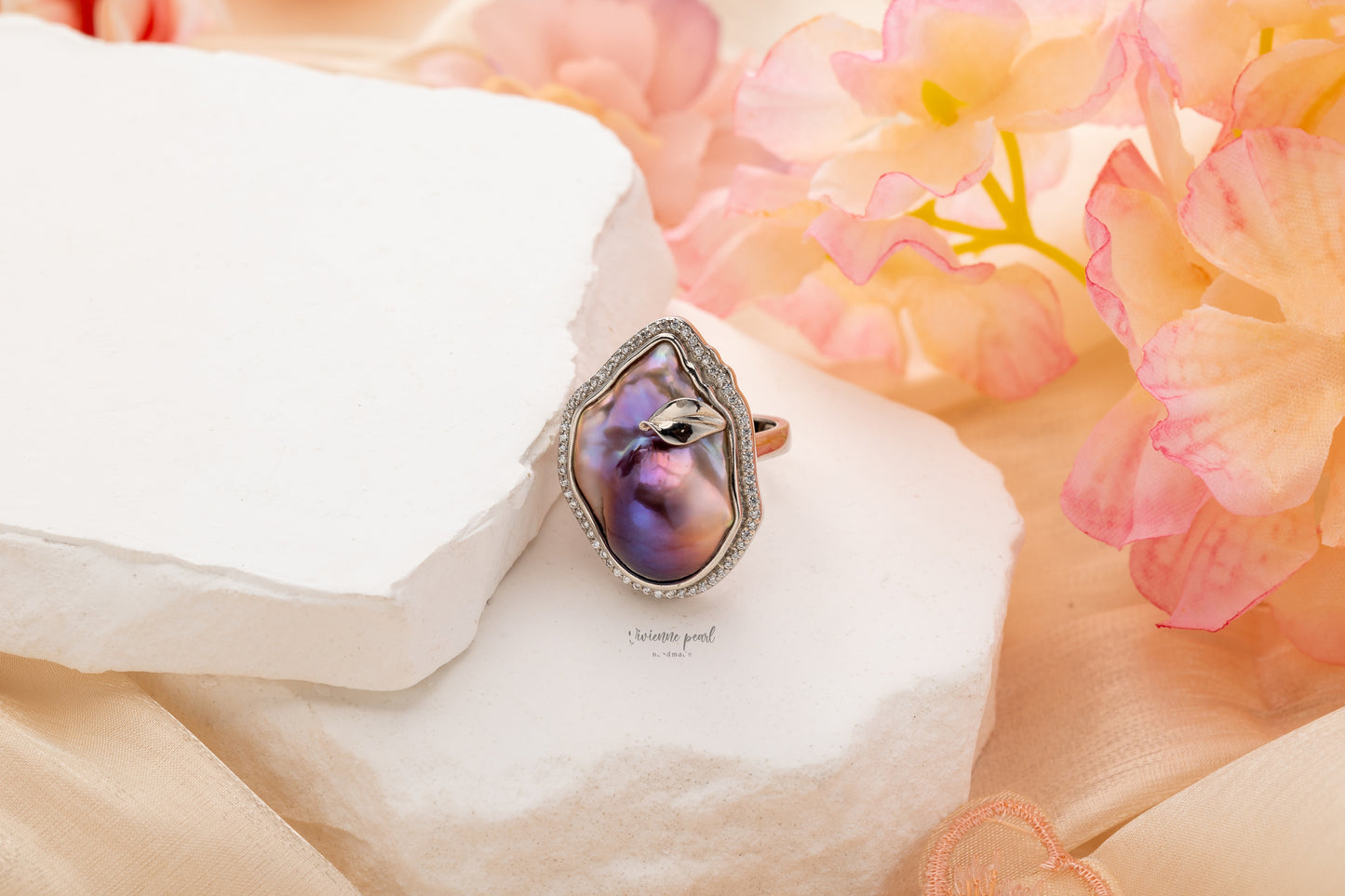 Purple baroque ring purple fresh water baroque S925 silver-RF901