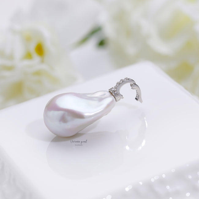 White baroque pendant (only) 925sliver-Discounted