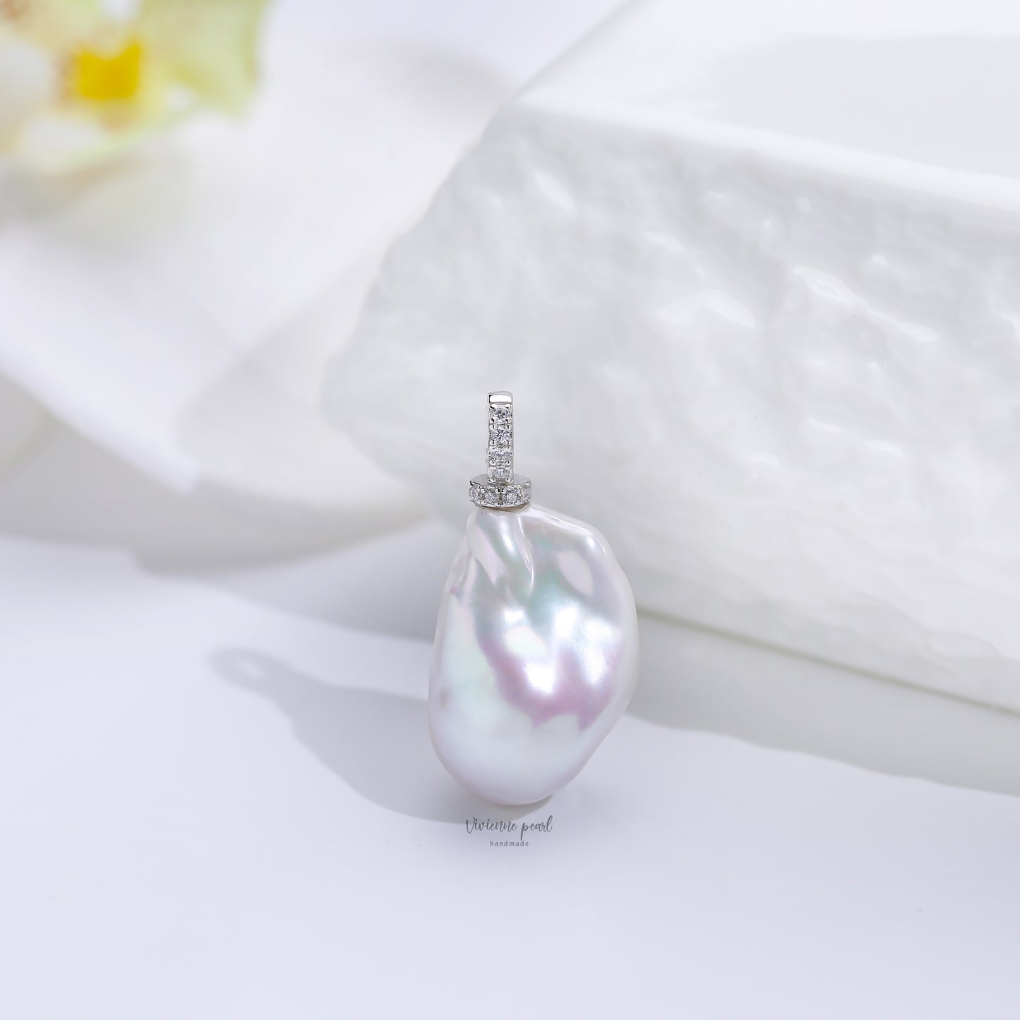 White baroque pendant (only) 925sliver-Discounted